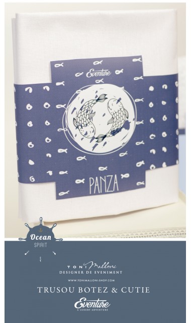 Trusou de botez brodat cu elemente nautice, navy, Ocean 8